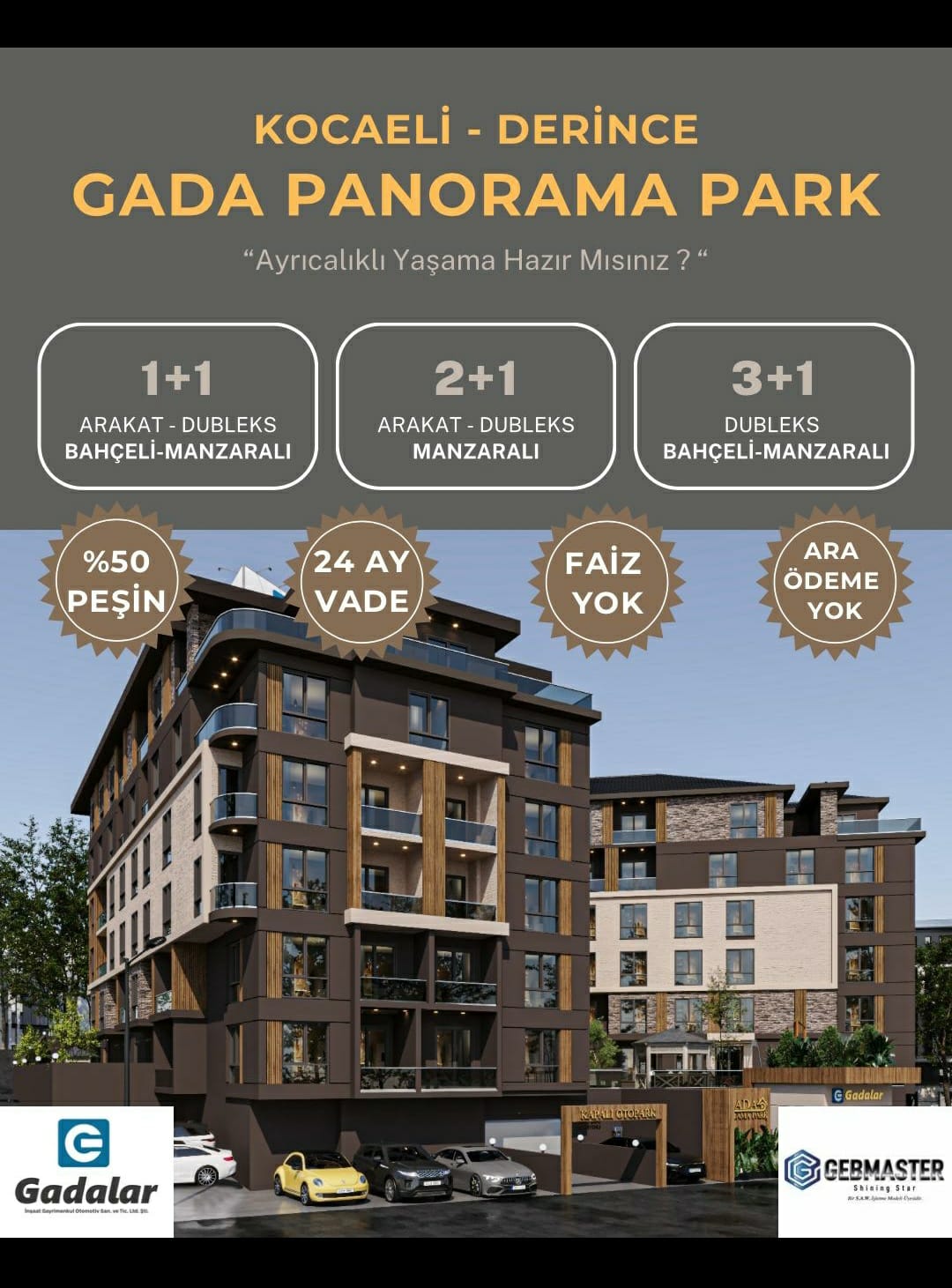 DERİNCE ÇINARLI PANORAMA PARK SİTESİ PROJEDEN SATILIK 3+1 DAİRE