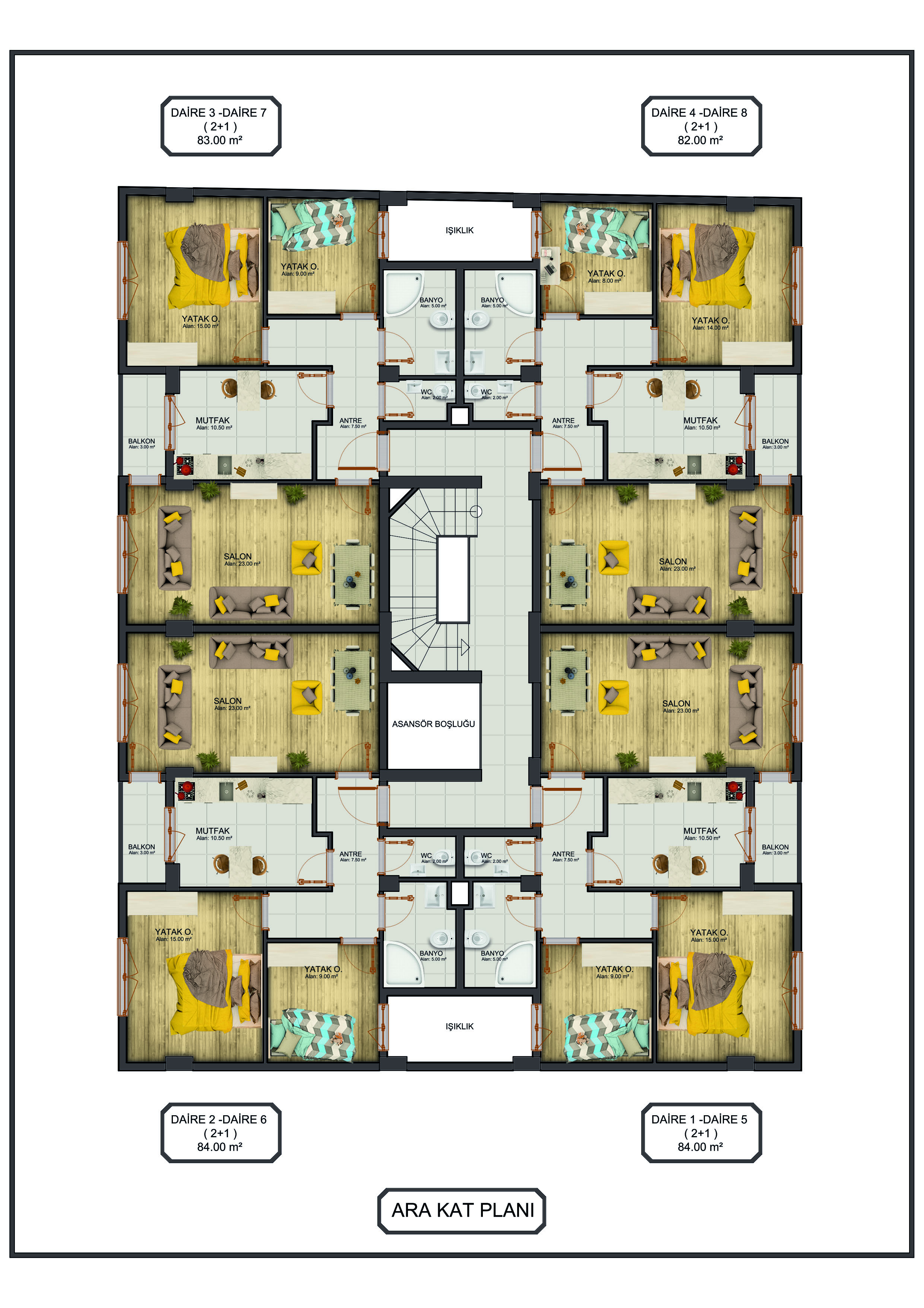 İZMİT YENİŞEHİR'DE SATILIK 2+1 ve 3+1 DAİRELER.