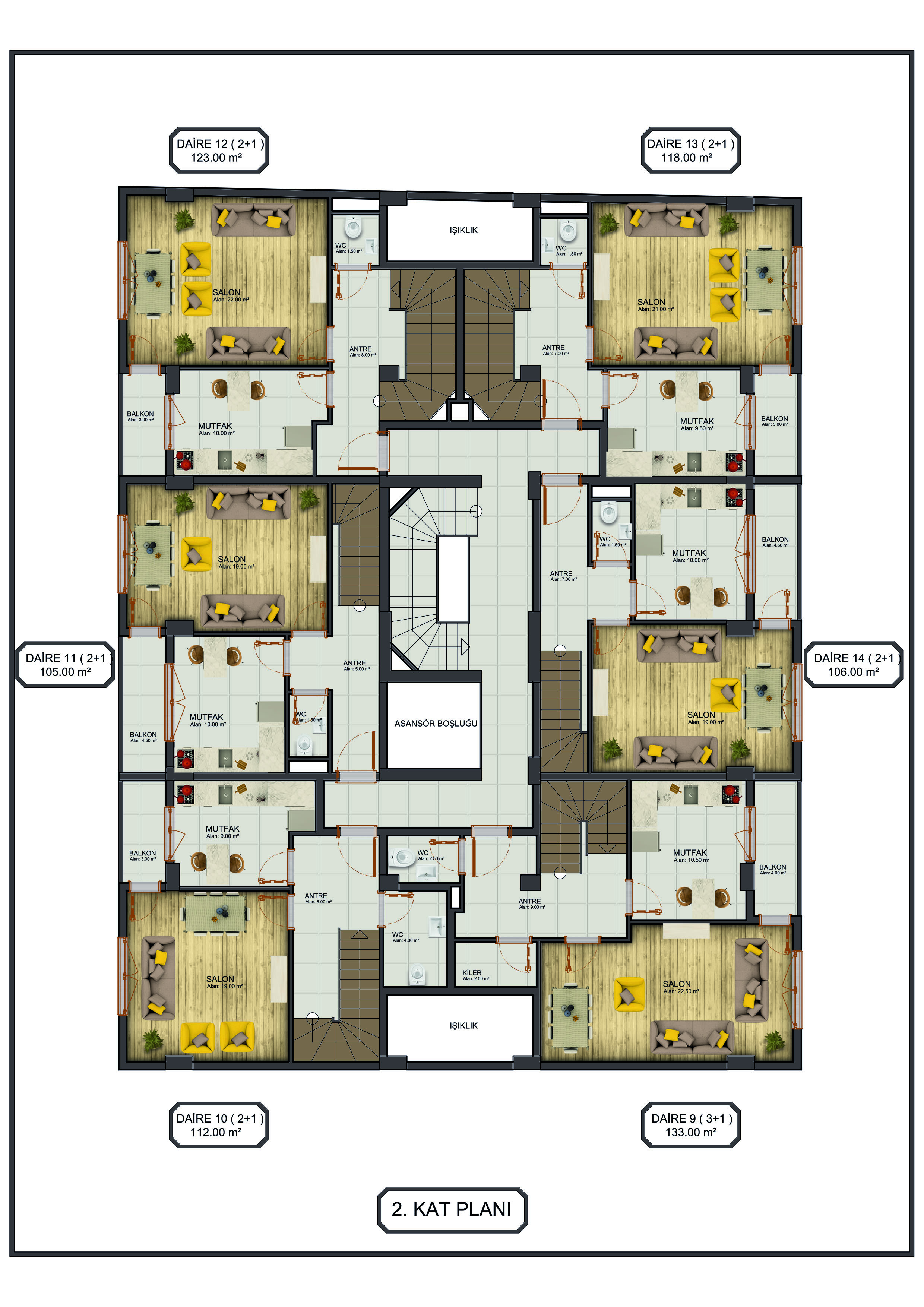 İZMİT YENİŞEHİR'DE SATILIK 2+1 ve 3+1 DAİRELER.